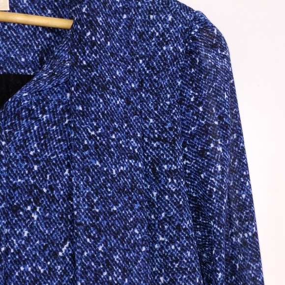 MICHAEL KORS Mesh Blouse Button Shirt Bow Tie Micro Print cAsual Office - Picture 2 of 5